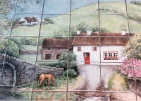 Irish Cottage clay tile mural