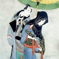 Japanese Lovers art tile