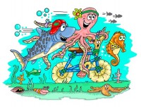 Childrens cartoon illustration.