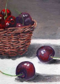 Basket and cherries Basket and cherries