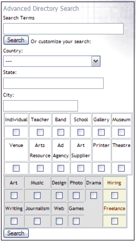 Member Directory Search Menu