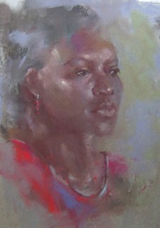 Red Earring Original Pastel