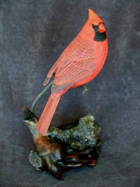 Male cardinal-Wood sculpture