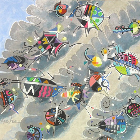 Insects and Bugs Suminagashi and G