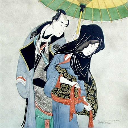 Japanese Lovers art tile