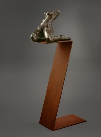 bronze figure on steel stand