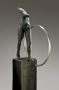 bronze figure on steel stand