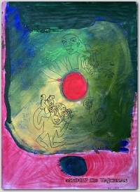 Blue and Red Circles with Figures
